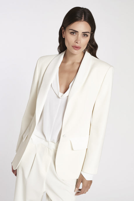 Blazer over monopetto in gabardina e crepe satin