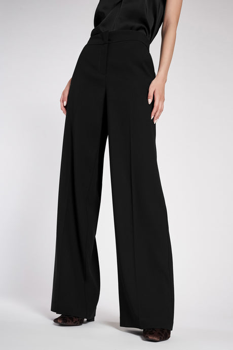 Pantaloni larghi con vita regolare in crepe di viscosa