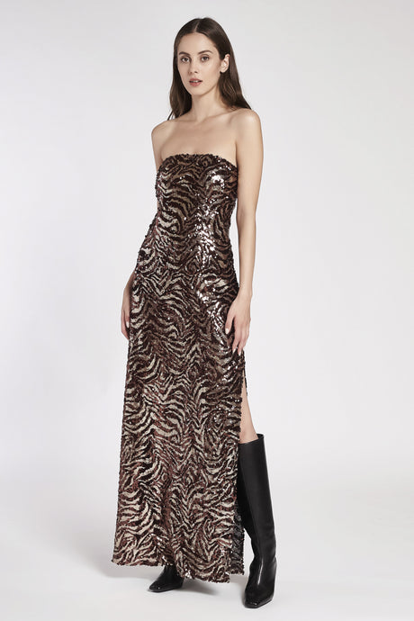 Abito lungo in paillettes