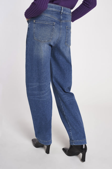 Jeans barrel in dark grey con cavallo basso