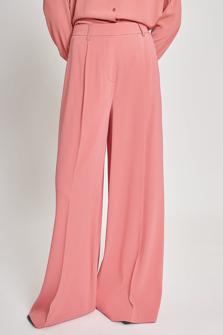 Pantaloni larghi con pinces in crepe di viscosa