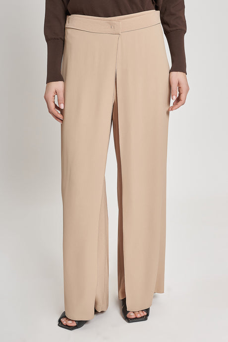 Pantaloni con pannelli in crepe de chine
