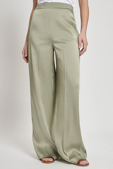 Pantaloni larghi con stiratura in raso