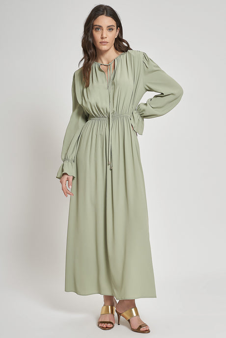 Abito lungo in crepe de chine
