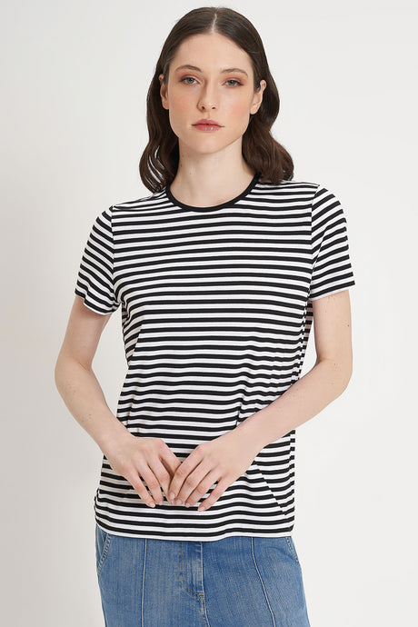 Maglia mezze maniche in jersey rigato