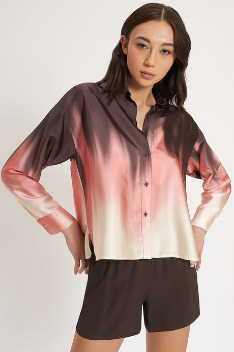 Camicia classica in raso stampato