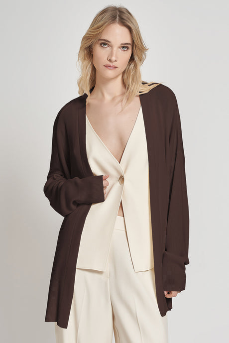 Cardigan lungo in viscosa crepe