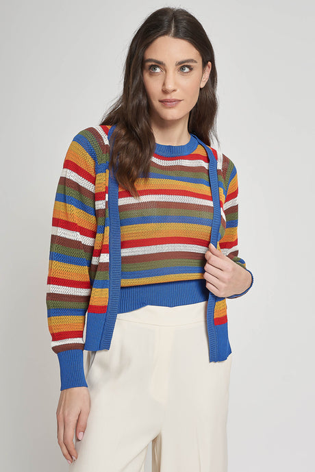 Cardigan in viscosa crepe traforata