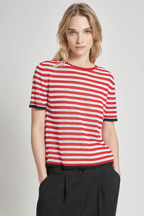 T shirt in viscosa crepe a maniche corte