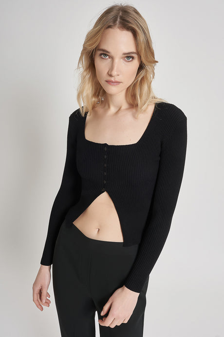 Cardigan aderente in viscosa elasticizzata