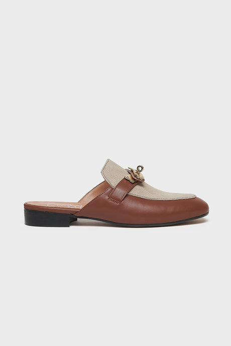 Slipper in pelle e canvas
